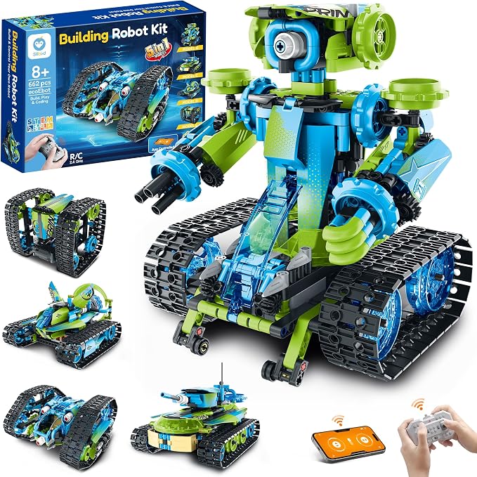 Sillbird Bundle - 2 Items Dragon Building Kit & Robot Car Toy with Remote Control Christmas STEM Gifts for Boys Ages 8-14, Technic Coding Stunt Racer Toys for Kids Birthday