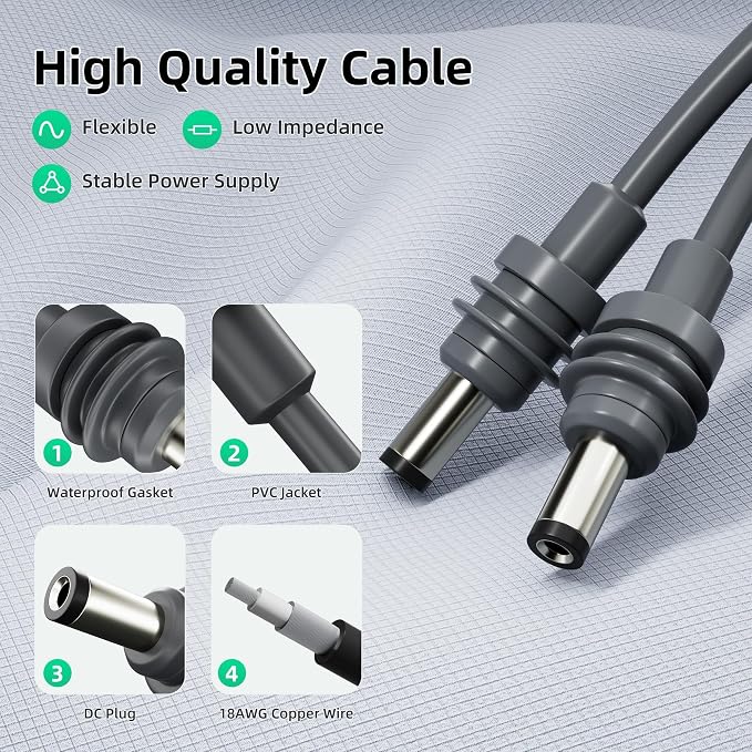 Starlink Mini DC Power Cable 16.4ft, Extension Replacement DC Power Cord Cable for Starlink Mini Power Supply Male to Male Waterproof