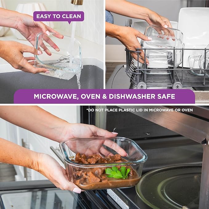 HOLDN’ STORAGE Vacuum Food Storage Containers, Set of 6 Glass Containers Mix & Electronic Pump - Keep Food Fresh Longer, BPA-Free Glass, Leak-Proof, Ideal for Meal Prep, Marinating