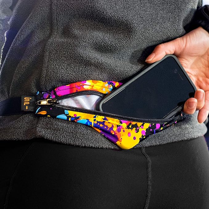 SPIbelt Running Belt Original for Women Men, Phone Holder for Running, Running Fanny Pack, Holder for Phone, Running Waist Pack, Adjustable Waist, [Fits All Phones]. Black with Blue Zipper
