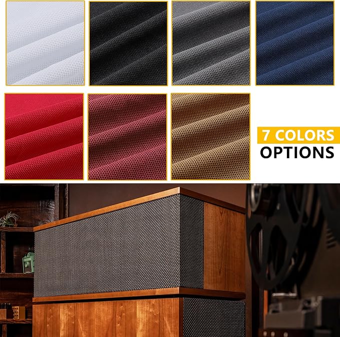 96" x 54" Speaker Grill Cloth, Stereo Grill Mesh Fabric Dustproof Replacement for Custom Speaker Cabinets Restoration Home Audio Decor Subwoofer Covers White