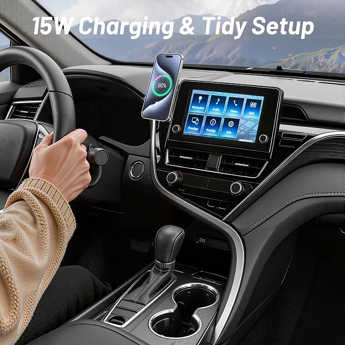 Car Phone Holder for Toyota Camry (2021-2023 2024), MagSafe Car Mount Charger, Magnetic Phone Holder, 15W Wireless Charging, Dashboard Phone Holder, 360° & Hands Free, 2022 Camry Interior Accessories