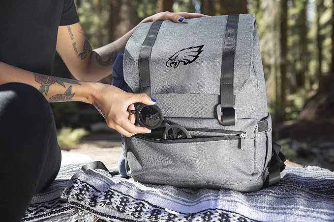 Picnic TIME NFL Philadelphia Eagles OTG Traverse Backpack Cooler - Soft Cooler Backpack - Hiking Backpack, (Heathered Gray)