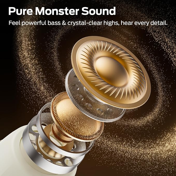 Monster Sleep Ear100 Ear Buds, Sleep Earbuds with Stereo Sound, Design for Side Sleepoth 6.0, ENC Noise Cancelling, IPX6 Waterproof Mini Headphones,White