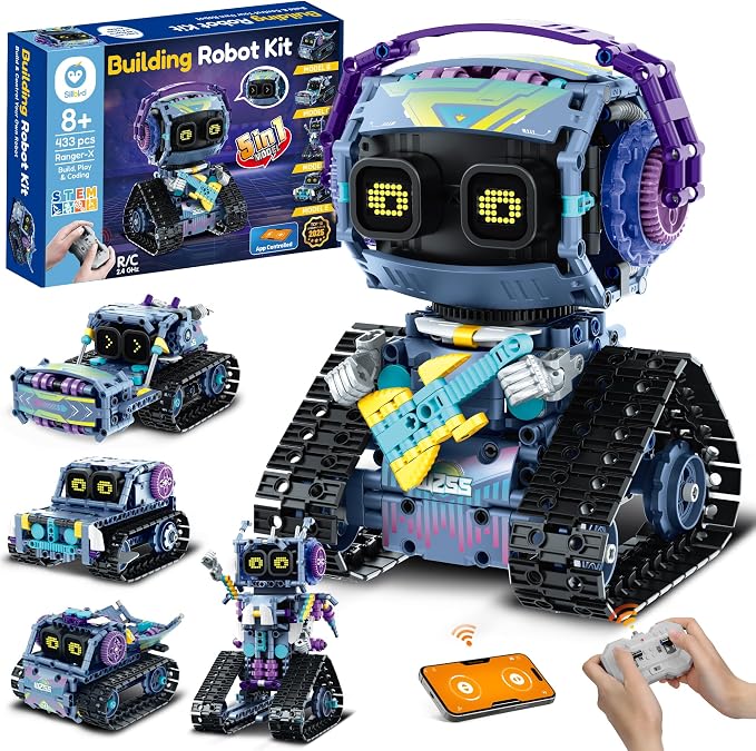Bundle - 2 Items: Sillbird Solar Robot Toys & Robot Building Kit with Remote Control, Coding Christmas STEM Technic Toys for Birthday, DIY Science Educational Robotic Toys for Kids Teens
