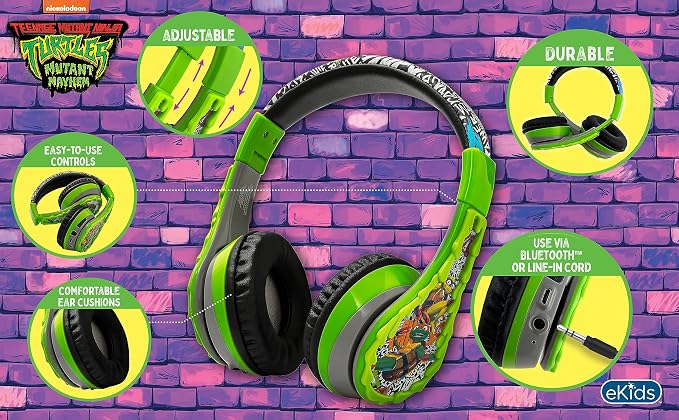 Teenage Mutant Ninja Turtles Bluetooth Headphones Kids Wireless Headphones