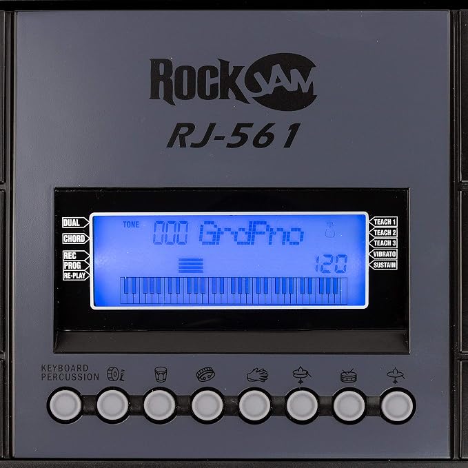 RockJam 61-Key Keyboard Piano Kit with Stand, Stool, Headphones, Keynote Stickers & Lessons