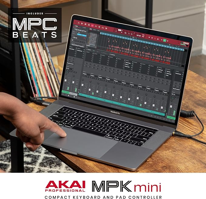 Akai Professional MPK Mini MK3 25 Key USB MIDI Keyboard Controller With 8 Backlit Drum Pads, 8 Knobs, Music Production Software and Native Instruments Sound Package (NKS Integration)