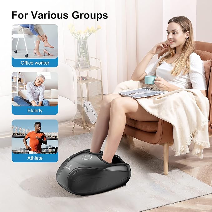 COMFIER Shiatsu Feet Massager Machine,Birthday Gifts for Men&Women,Foot Massager with Heat,Kneading Rolling Compression for Plantar Fasciitis,Neuropathy Fits up to Men Size 12, for Home Office Use