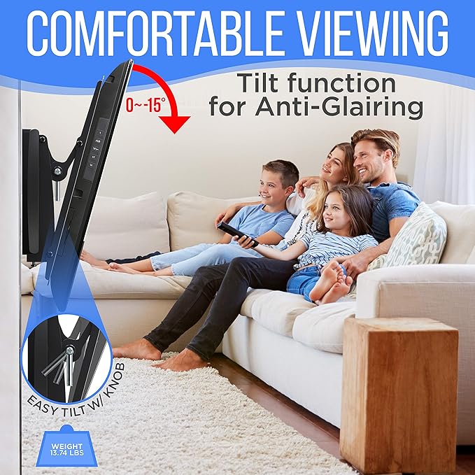 Pyle Tilting Wall Mount - Heavy Duty Universal Flat Screen TV Wall Mount - Mounts 26-52" LED/LOLED & Plasma TVs - Medium Tilt, VESA Mounting, 110 lbs Weight Capacity PYWM24