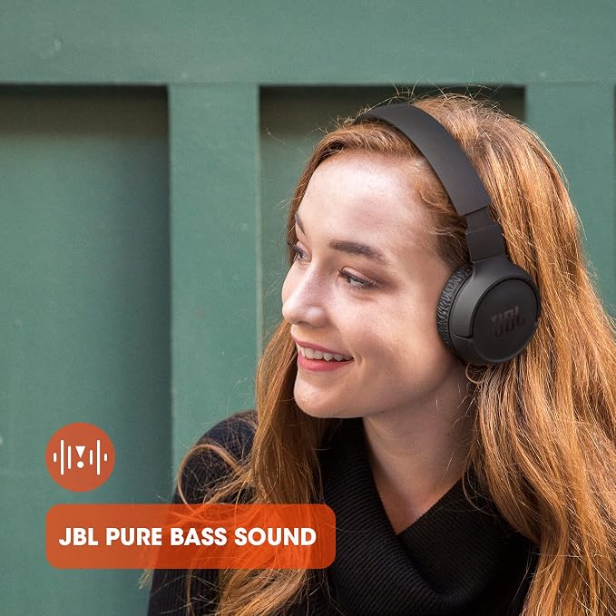 JBL Tune 510BT - Bluetooth headphones with up to 40 hours battery, microphone for call, foldable and comfortable, Android and iOs compatible (Blue)