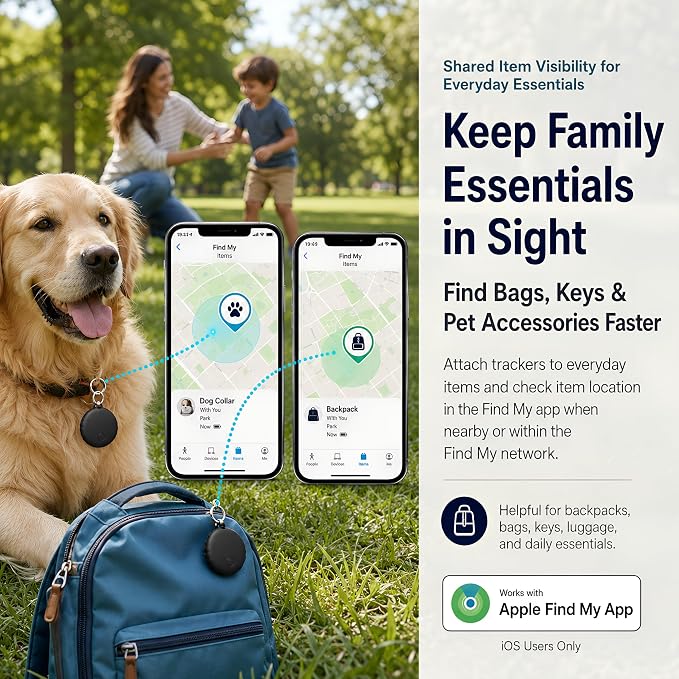 Key Finder 5 Pack for Apple Find My App, iOS Tracker Tags | iOS Only Bluetooth Finder for Keys, Wallets and Luggage