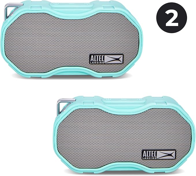 Altec Lansing Baby Boom XL - Waterproof Bluetooth Speaker, Wireless & Portable Speaker for Travel & Outdoor Use, Deep Bass & Loud Sound, 2 Pack, Mint
