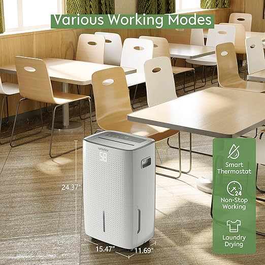 Waykar 150 Pint 7,000 Sq.Ft Dehumidifier for Basement & Home, Large Room, Smart Compressor Dehumidifier with Drain Hose & Tank for Commercial, 30%-80% Humidity Control, 90° Auto Swing, Auto Defrost