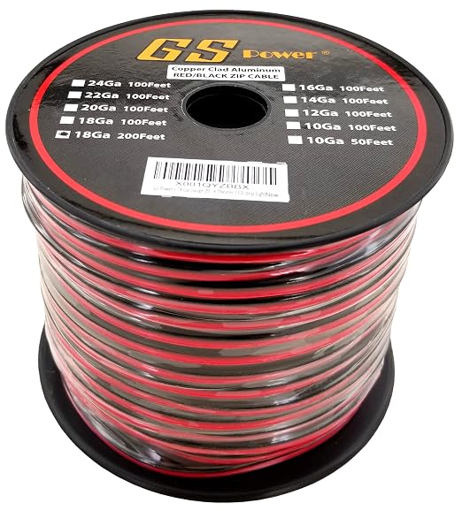GS Power CCA 400ft 18 Gauge Wire Automotive 200ft Red/200ft Black Bonded, 18 AWG 12v Low Voltage, Speaker Electrical Wire Low Voltage Primary for Car Stereo Audio Trailer Harness Hookup Wiring LED DIY