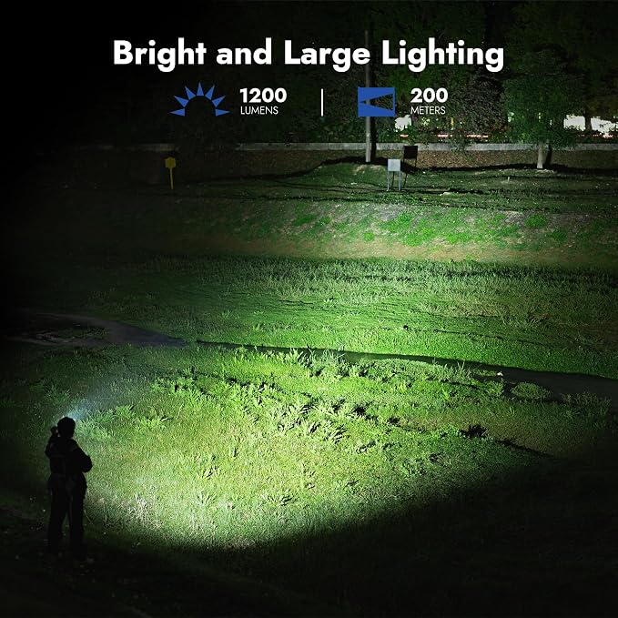 WUBEN L50 Rechargeable Tactical Flashlight, 1200 High Lumens Super Bright Handheld Flashlighs, IP68 with 5 Mode Pocket Light, LED Tail Switch Flash Light for Emergencie Camping Home Inspection Repair