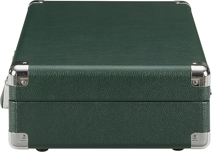 Crosley CR8005F-EM Cruiser Plus Vintage 3-Speed Bluetooth in/Out Suitcase Vinyl Record Player Turntable, Dark Emerald