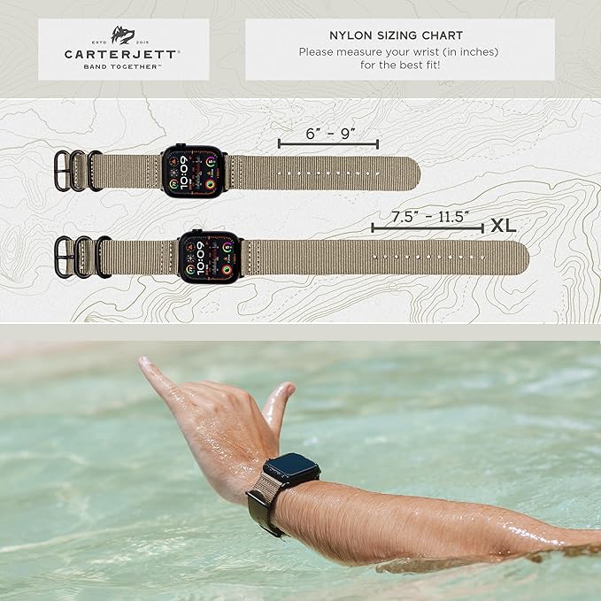 Hiking Trail Nylon Band | The Original Rugged Compatible with Apple Watch Bands for Men & Women - Soft, Breathable, Woven Water-Resistant Nylon Mens iWatch Strap | Fits 42mm 41mm 40mm Series 10 & All Models (Dune Beige)