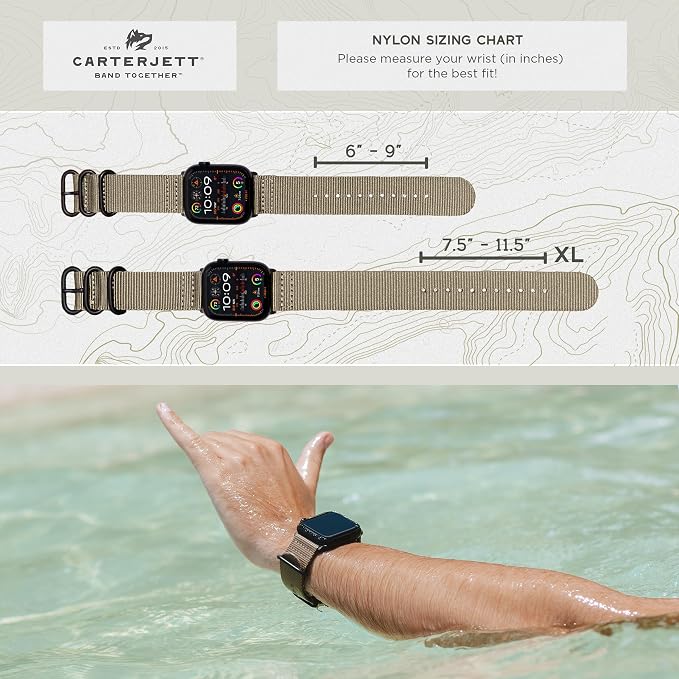 Carterjett EXTRA LARGE Hiking Trail Nylon Band - Compatible with Apple Watch Ultra 3 2 1/Ultra Band 49mm 46mm 45mm 44mm for Men Women, XL for Big Wrists, Xtra Long, Soft Braided Sturdy Weave Sport Strap for iWatch Ultra 3 2 1, iWatch All Series & Model...