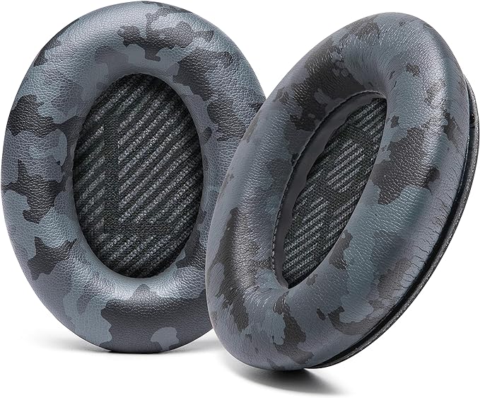 WC Wicked Cushions Upgraded Replacement Ear Pads for Bose QC35 & QC35ii (QuietComfort 35) Headphones & More - Softer Leather, Luxurious Memory Foam, Added Thickness, Extra Durability | Black Camo