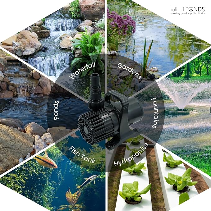 Aqua Pulse Submersible Pond Pump, 2,200 GPH, 20 ft Cord | 15 ft max head, 120W energy efficient, Ultra quiet, For koi ponds, Waterfalls, Fountains