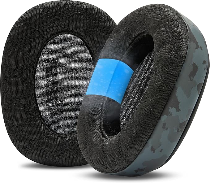 WC Freeze V2 G PRO X – Angled Cooling Gel Earpads Compatible with Logitech G Pro X Series by Wicked Cushions | Angled Pads for Extreme Comfort, New Freeze V2 Cooling Fabric, Extra Thick | Black Camo