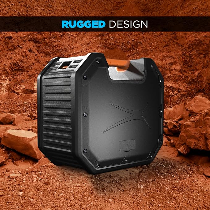 Altec Lansing TOUGHBOXX Bluetooth Speaker, 70W Peak Power, IPX5 Waterproof, 18Hr Playtime, Party Sync 100+ Units, FM Radio, USB-C & Mic In, Ultimate Portable Outdoor Bluetooth Speaker