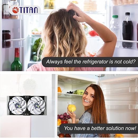 TITAN- 12V DC Double Rack Mount Ventilation Cooling Fan for Fridge Vent and Ventilation Grille with Speed Controller (120mm)