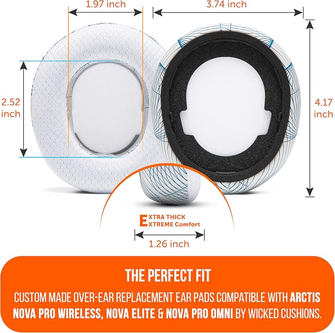 WC Freeze Nova Pro Wireless - Cooling Gel Earpads for Arctis Nova Pro Wireless, Nova Elite & Nova Pro Omni (Doesn’t Fit Other Models), by Wicked Cushions, Extra Thick & Comfortable | Ivory Tide