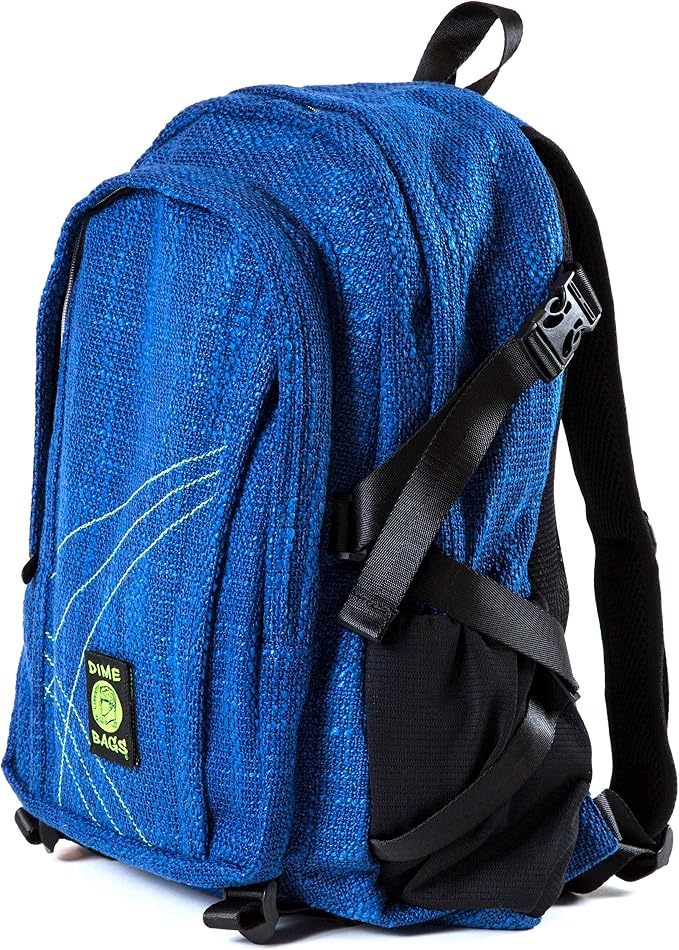 Dime Bags Backpack For Travel & School, Durable Hempster Material, 9 Storage Compartments & 2 Side Bottle Pockets, Fits 17” Laptop, Adjustable Padded Straps, Hidden Internal Pocket (Midnight)