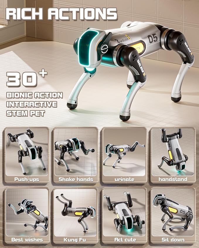 Remote Control Robot Dog Toy, Programmable Smart Interactive RC Puppy with 30+ Tricks & Voice Scenarios, STEM Educational Robotics Toys for Kids Age 5-12(White)