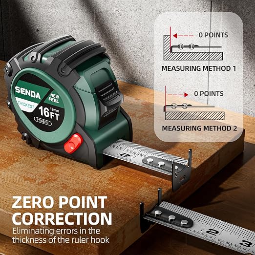 SENDA 4 Pack Tape Measure 16Ft - Heavy Duty Tape Measure with 25mm Wide with Three Stops, High Precision Measuring Tape Retractable Measuring Tape, Rubber for Comfortable Grip, Fraction Markings