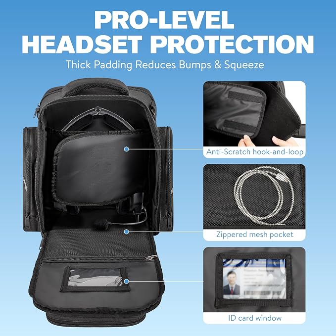 Flight Bag for Pilots, Pilot Bag for Aviation Headset with Padded Protection, Fits Aviation Headset, iPad & Flight Accessories, Multiple Pockets & Shoulder Strap, Gift for Pilots, Black (Bag Only)