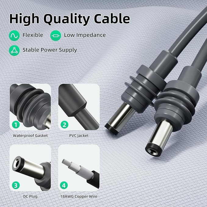 Starlink Mini Power Cable 49.2FT/15M, Replacement DC Power Cable Original Length Extention Cables Cord Waterproof