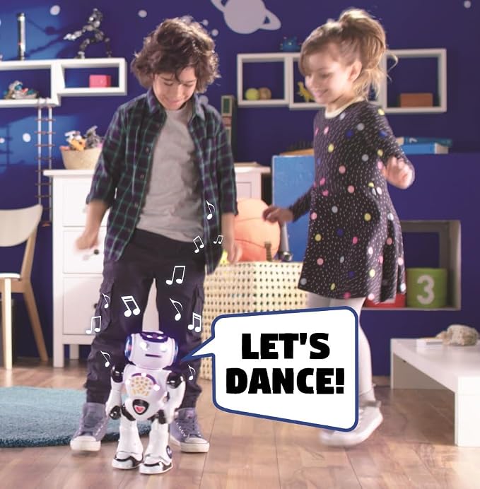 LEXiBOOK Powerman - Remote Control Walking Talking Toy Robot, Dances, Sings, Reads Stories, Math Quiz, Shooting Discs, and Voice Mimicking, for Kids 4+ - ROB50US