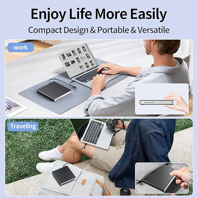 External CD DVD Drive for Laptop USB 3.0 USB C CD Burner External DVD Drive Portable CD ROM Burner Reader Writer Drive External DVD Player for Laptop Desktop PC Windows 11/10/8/7 MacBook Mac OS Linux