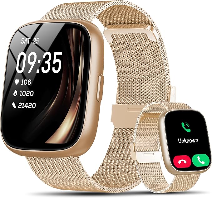 Smart Watch for Women with Alexa Built-in, 1.83" HD Touchscreen Fitness Tracker with Bluetooth Calls, Heart Rate/Sleep Monitor, 120+ Sports Fitness Watch, IP68 Waterproof Smartwatch for Android iOS