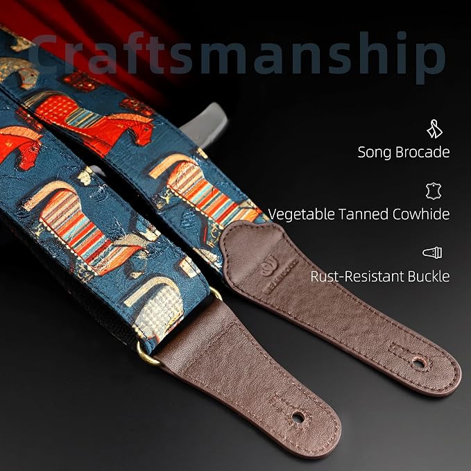 Guitar Strap, 2"Adjustable Straps for Acoustic/Bass/Electric/Classic/Ukulele, Suitable for Boys, Girls, Women, and Men，Includes Guitar Pick,Two End Cowhide Strap Lock,Button (Cartoon Pony)