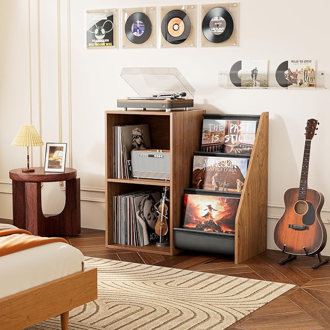Record Player Stand,Turntable Stand with Vinyl Record Storage,Record Player Table with Vinyl Display Holder Shelf,Record Player Cabinet with 220 Albums Organizer,Media Console Cabinet for Stereo Audio