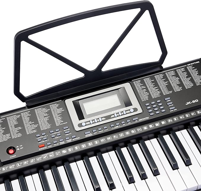 Amazon Basics Portable Electric Keyboard Piano with 61 Full Size Keys, Built-in Speakers, Songs for Learning, Digital Piano, Black