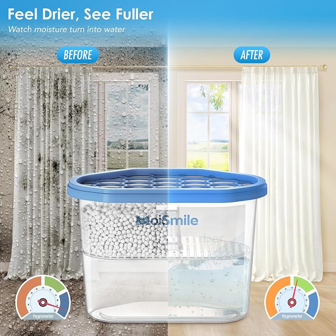 Moisture Absorbers 12 Pack, Fast Acting Humidity Absorber & Odor Eliminator, 10.5 oz High Capacity Dehumidifier for Closet, Bathroom, Basement, Car & RV, Fragrance Free