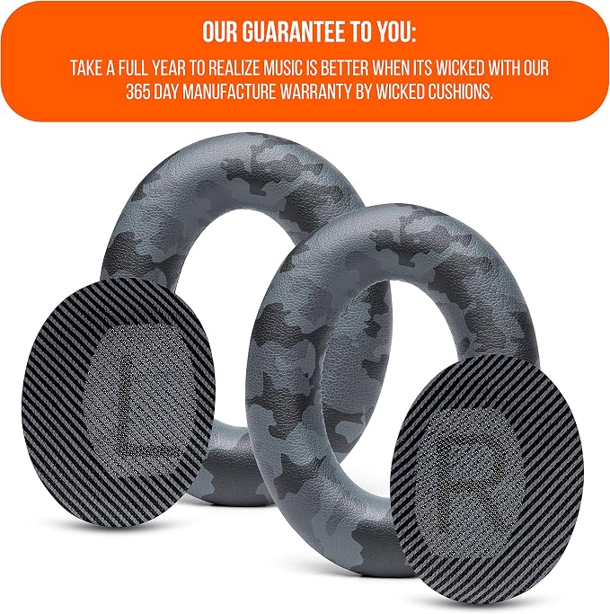 WC Wicked Cushions Upgraded Replacement Ear Pads for Bose QC35 & QC35ii (QuietComfort 35) Headphones & More - Softer Leather, Luxurious Memory Foam, Added Thickness, Extra Durability | Black Camo