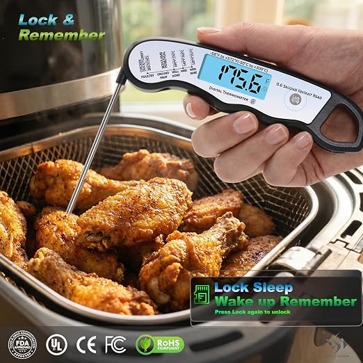 2 pcs 0.6S Instant Read Digital Meat Thermometer Probe/Pen，Factory‑Calibrated/Waterproof/Backlit/Magnetic/Flip Display/Motion Sensor:Outdoor BBQ, Barbecue Grilling, Smoking, Oven, Baking, Oil, Candy
