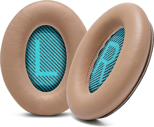 WC Wicked Cushions Upgraded Replacement Ear Pads for Bose Headphones - Compatible with QC15 / QC25 / QC35 & 35 ii / QC2 / AE2 / AE2i / AE2W / Soundlink - Softer Leather, Luxury Memory Foam | Beige