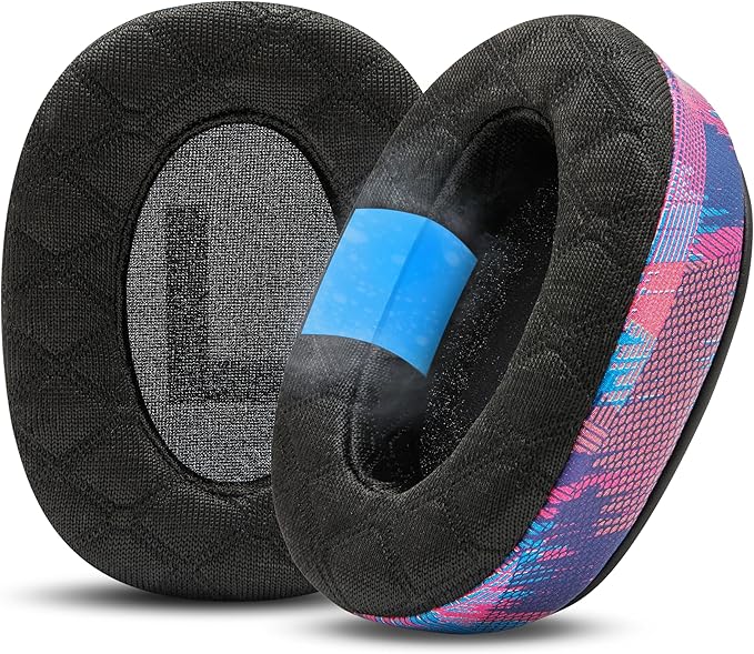 WC Freeze V2 G PRO X – Angled Cooling Gel Earpads Compatible with Logitech G Pro X Series by Wicked Cushions | Angled Pads for Extreme Comfort, New Freeze V2 Cooling Fabric, Extra Thick | Speed Racer