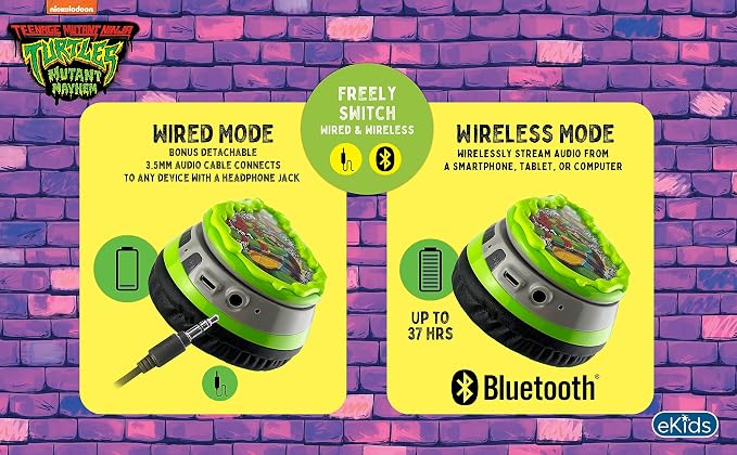 Teenage Mutant Ninja Turtles Bluetooth Headphones Kids Wireless Headphones