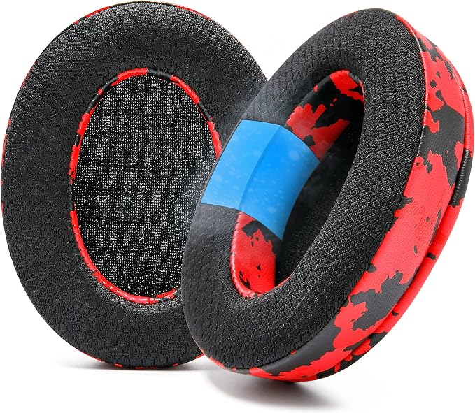 WC Freeze for Arctis Nova - Hybrid Fabric Cooling Gel Replacement Earpads for Arctis Nova Pro Wired, Nova 7, 5, 4, 3, 1 - Made by Wicked Cushions (Does Not Fit Nova Pro Wireless) | Red Camo