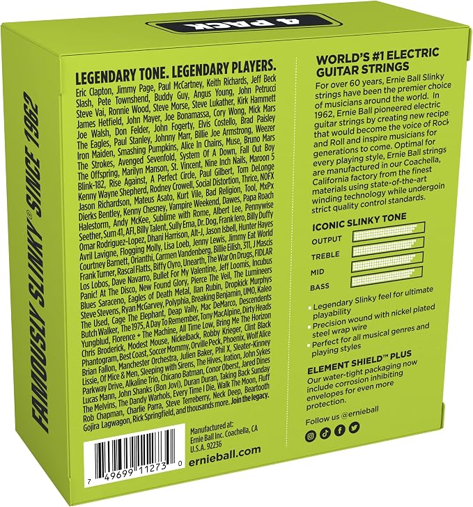 Ernie Ball Regular Slinky Nickel Wound Electric Guitar Strings Amazon Exclusive 4-Pack - 10-46 Gauge