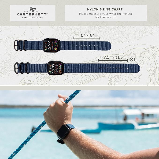 Carterjett EXTRA LARGE Hiking Trail Nylon Band - Compatible with Apple Watch Ultra 2/Ultra Band 49mm 46mm 45mm 44mm for Men Women, XL for Big Wrists, Xtra Long, Soft Braided Sturdy Weave Sport Strap for iWatch Ultra 2, iWatch Ultra Series 10 & All Mode...