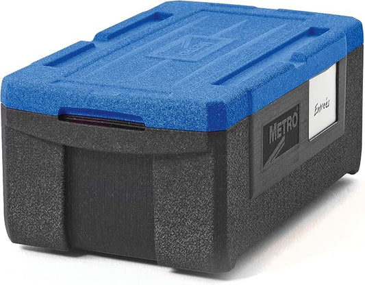 METRO Mightylite ML180-BU Top-Load Insulated Food Carrier - Professional-Grade Multipurpose Pan Carrier, Insulated Cooler and Catering Food Warmer - 30 qt or 3 Pan Capacity - Blue